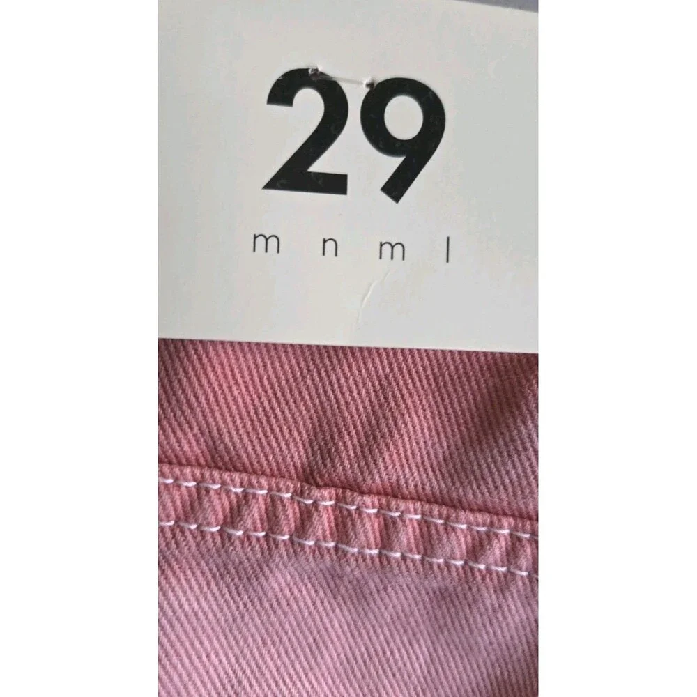 MNML Pink Acid Wash Jeans Flare Leg Button Fly Studded Pocket 29x32